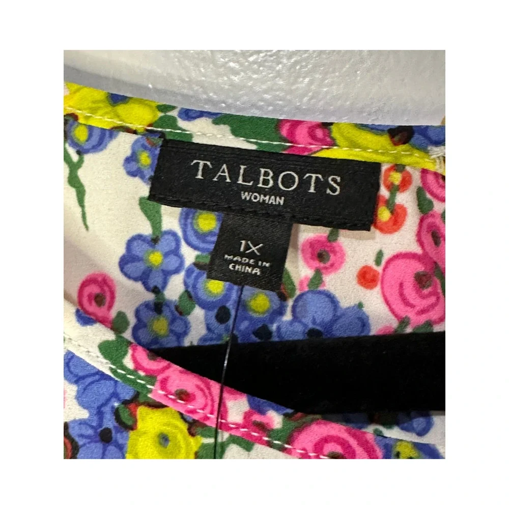 Talbots Floral Swirl Flutter Sleeves Blouse Plus Size EUC - Picture 2 of 13